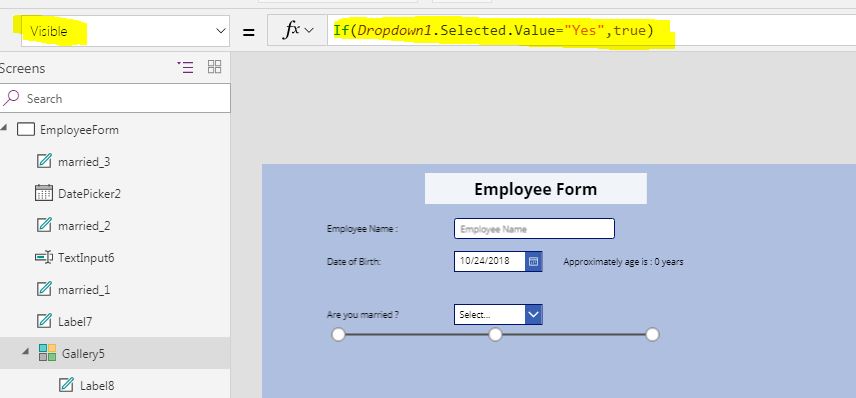 Conditional Visibility in PowerApps