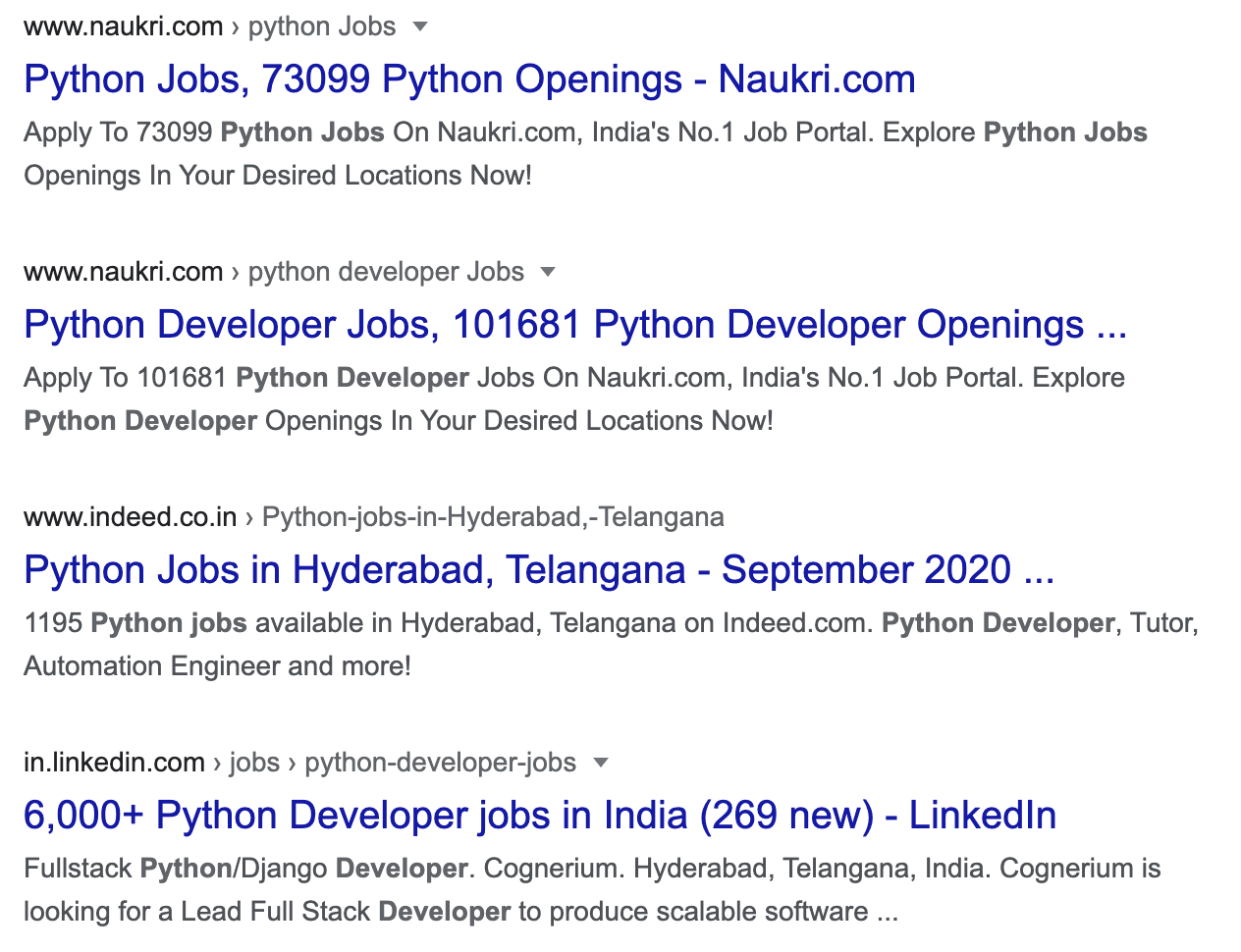 Python jobs in India